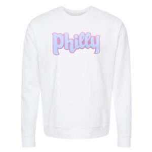 pink on white philly sweatshirt soft