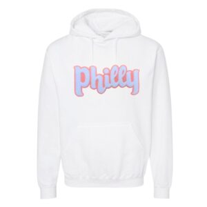 pink and white philly hoodie soft